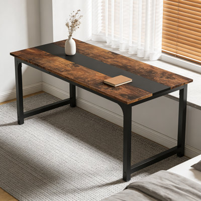 Bureau d'ordinateur brun foncé et noir idéal pour les bureaux à domicile