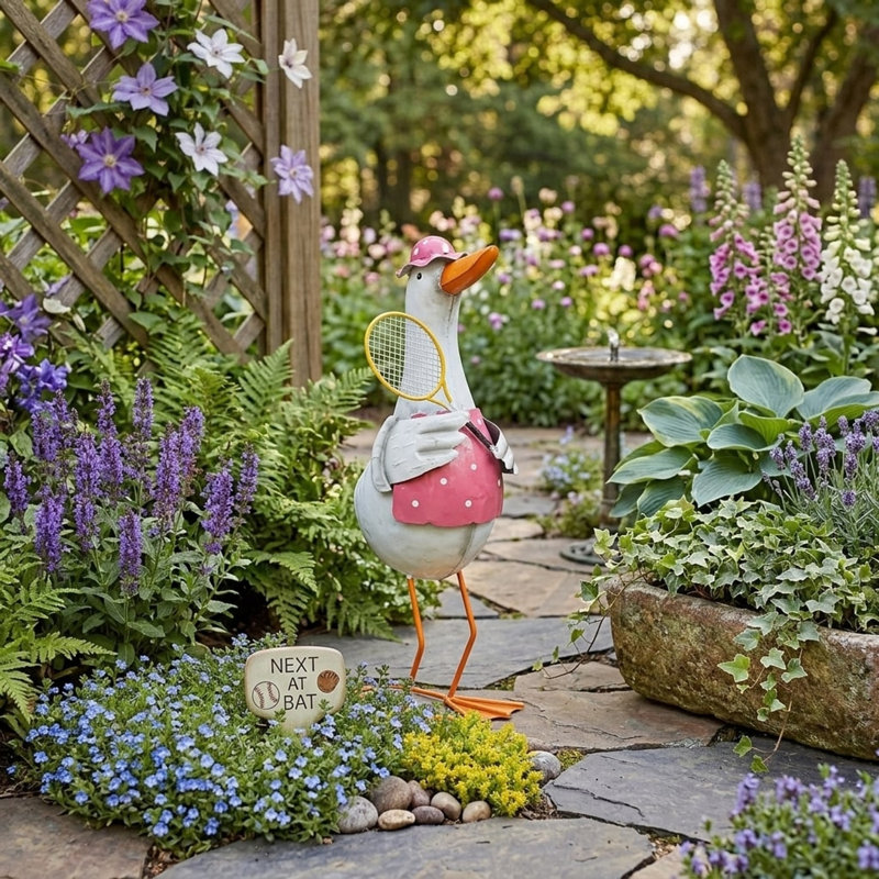 Tin Garden Statue, Pink