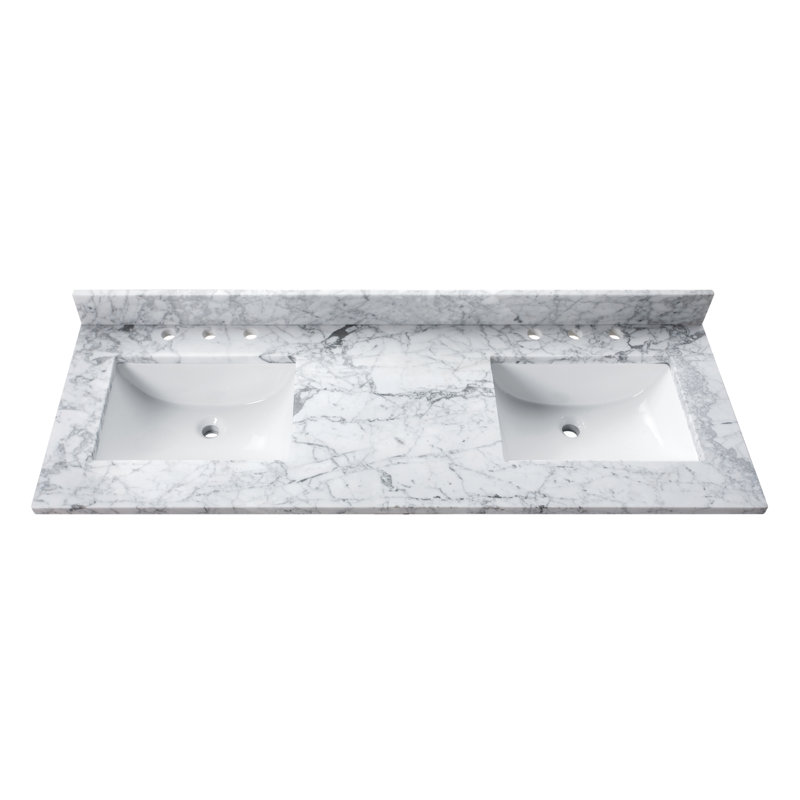 73'' Carrara White Marble Double Sink Vanity Top