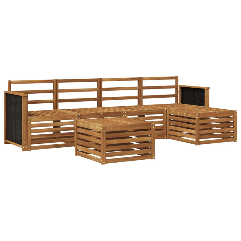  Outdoor Sofa Set 6 Pcs Sectional Garden Furniture Terrace Seating Patio, Black/Natural