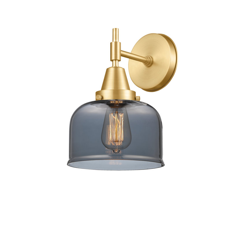 Amede - 1 Light 8" Sconce - 5.75"H Shade - Satin Gold Finish - Light Smoke Shade