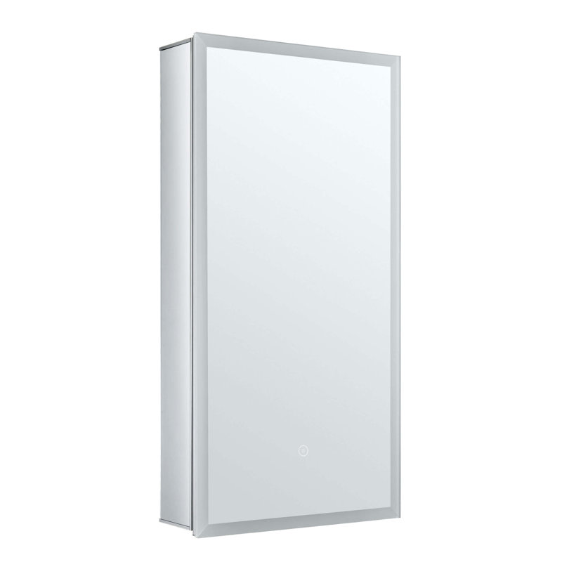 FINE FIXTURES Armoire à pharmacie intelligente à DEL Aura avec chargement sans fil Qi, miroir anti-buée et éclairage 3 couleurs à intensité variable