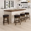 Tabouret de bar rembourré pivotant avec structure en bois massif et garniture cloutée-1270889246