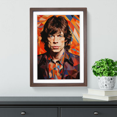 XYZ-FRM-V1223-4497 Mick Jagger Op - Single Picture Frame Print on Wood