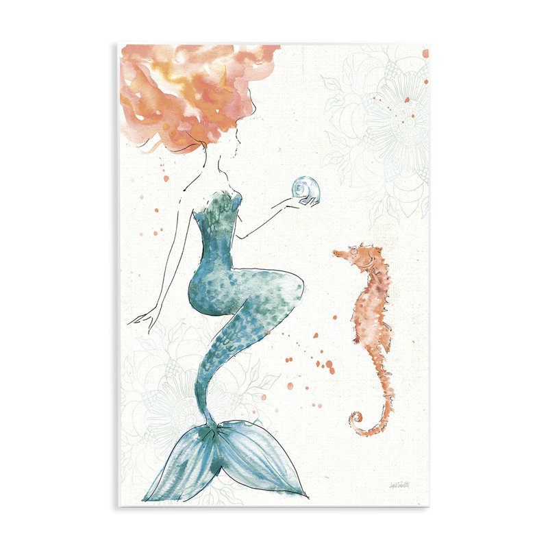 «Mermaid and Ocean Seahorse», art mural par Anne Tavoletti, H 19 po x l 13 po x P 0,5 po