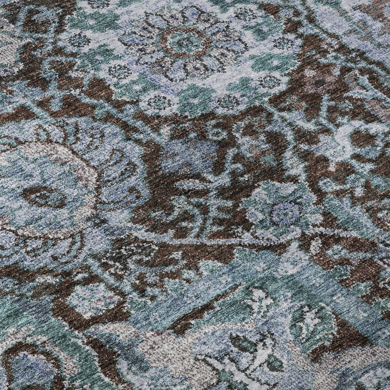 Premium Machine Washable Wayne AMF1101 Damask Rug, Rectangle 5' x 7'6"