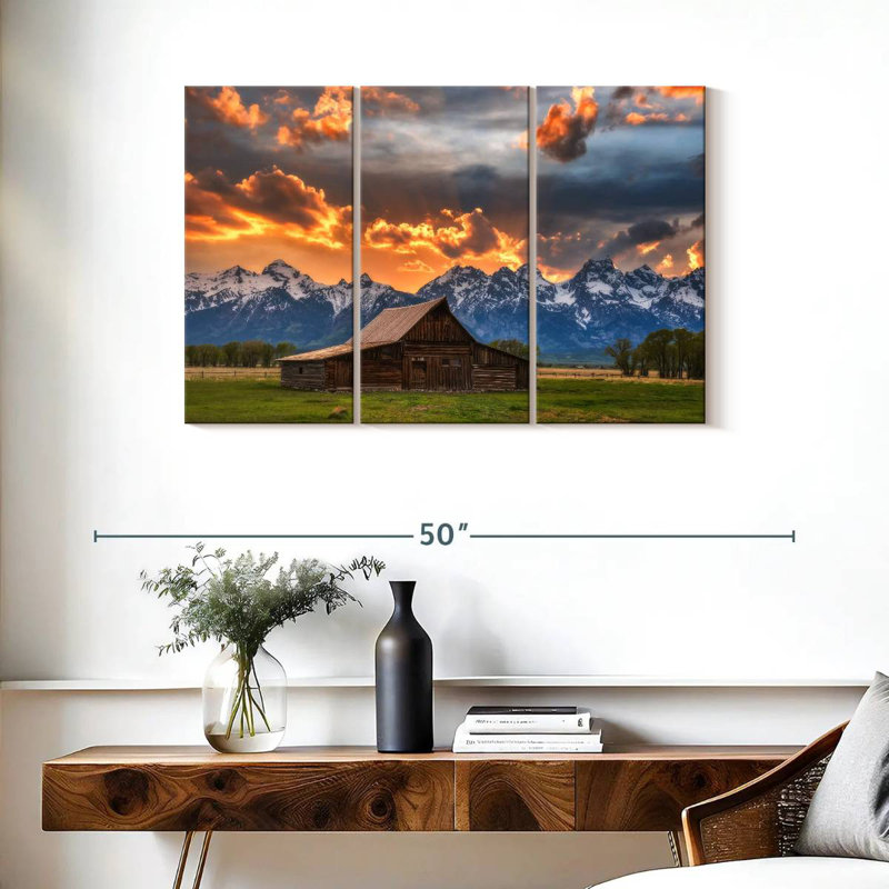 Alvord Moulton Barn Sunset Fire, 24" H x 38" W