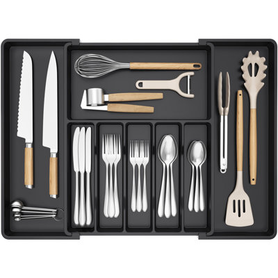 Extra Large Silverware Drawer Organizer, Expandable Utensil Tray