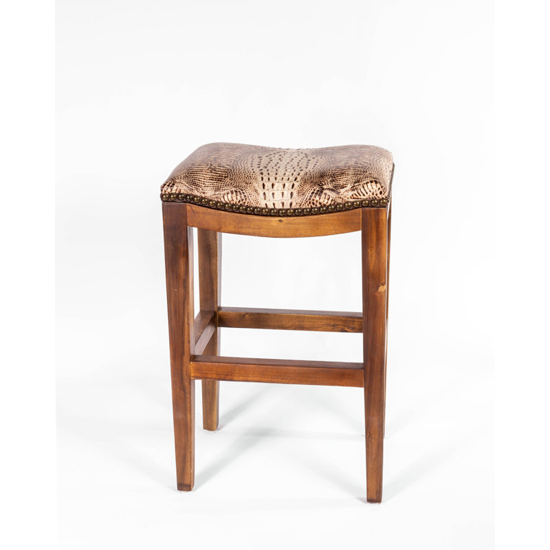 Genson Bar Stool, Counter Stool (26" Seat Height), Saddle White Croc