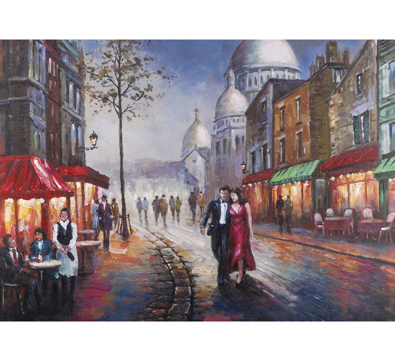 Dressed up couple - Romantic street scenery canvas decor