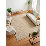 Aquila Striped Area Rug in Oat Natural