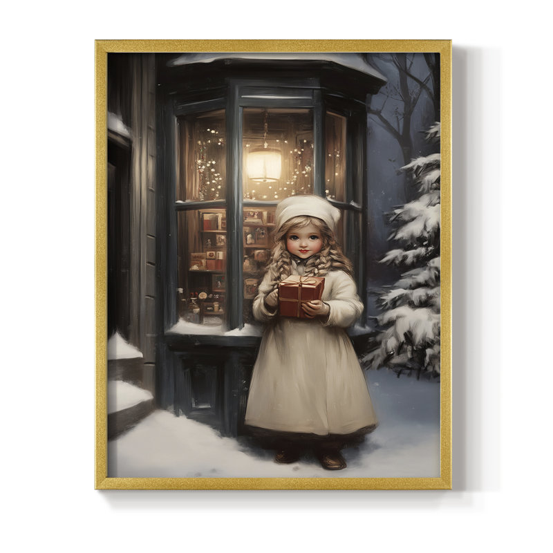«Christmas Holiday Art», série 2-CLXV III, reproduction encadrée - bois massif, H 30 po x l 24 po, Doré