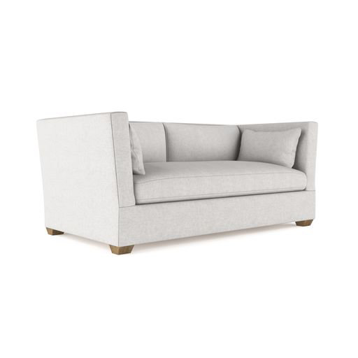 Rivington Flare Square Track-Arm Loveseat, 31" H x 72" W x 37" D, Box Weave Linen Blanc, Ebony