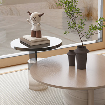 Table à thé ronde en bois massif