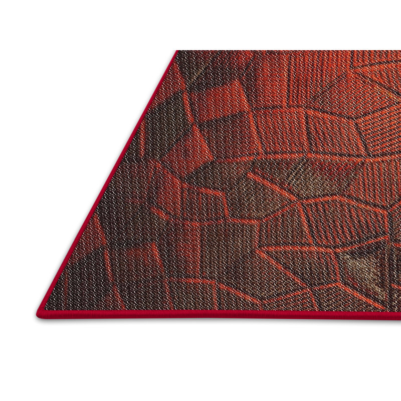 Tapis de zone orange à motif, Rectangle 7 pi x 10 pi