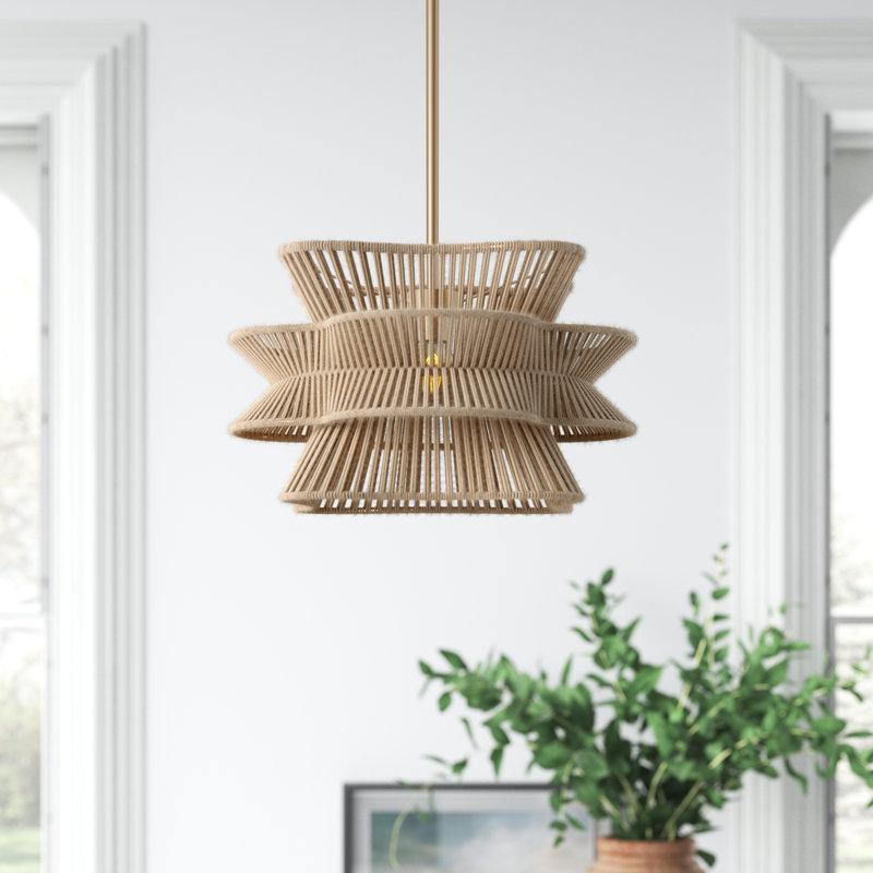 Joss & Main Towne 1 - Light Dimmable Woven Rope Pendant & Reviews | Wayfair