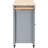 Grey Blue Kitchen Island With Solid Wood Desktop, 4 Door Storage Cabinet, 2 Drawers, Spice & Towel Rack, Lockable Wheels Cart Top And Locking-1040131042