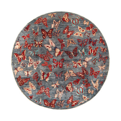 Tapis unique en laine noué à la main de 8 pi 1 po rouge / vert
