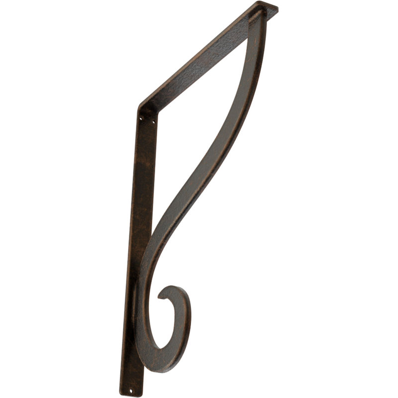Support simple en fer forgé Ashford, Bronze vieilli, H 15 po x l 1,5 po x p 12 po