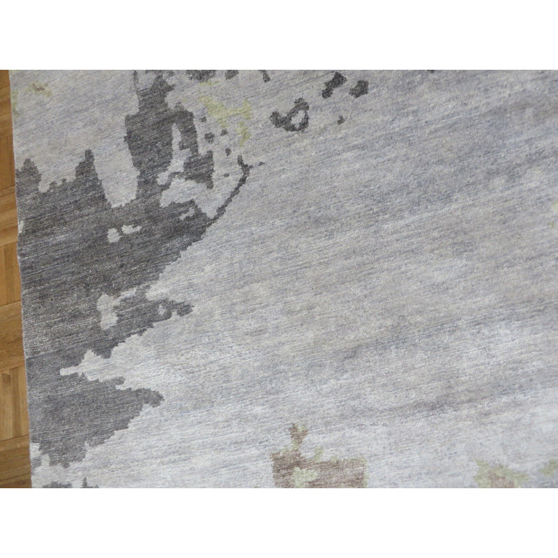 Tapis bleu ciel en laine noué à la main Paris, Rectangle 8 pi x 10 pi