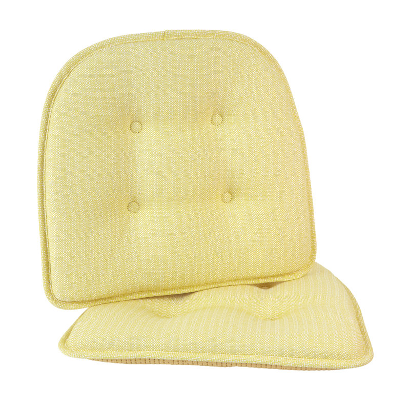 Azilal Non-Slip Tufted Dining Room And Kitchen Seat Cushions, 16 X 15 X 2 Inches, Yellow