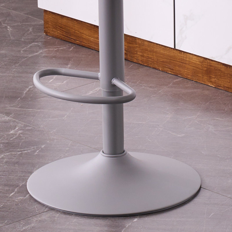 Charlotterose Swivel Height Adjustable Bar Stools Faux Leather Upholstered Counter Stool with Metal Frame, Gray