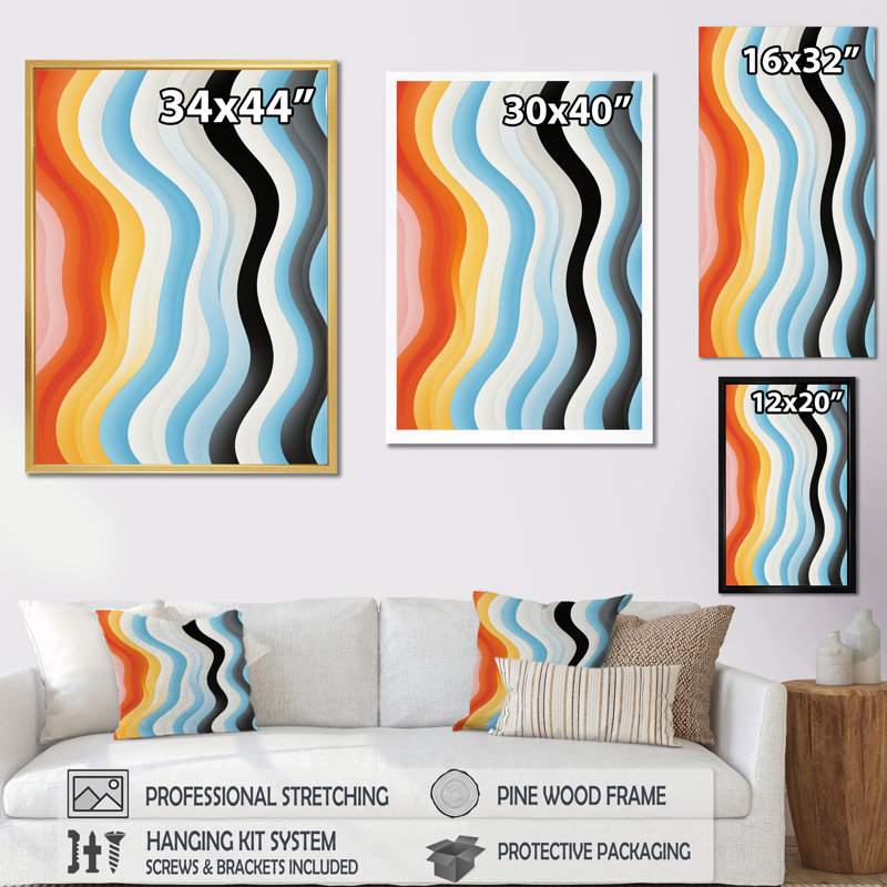 Impression sur toile, Opt Opt Line Delirum I, Cadre flottant noir, H 44 po x l 34 po x P 1,5 po