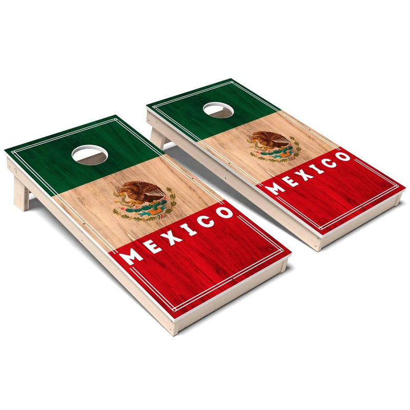 Ensemble de planche à cornhole composite toutes saisons International Flag 2.0 Mexico, Ajouter un étui et des lumières