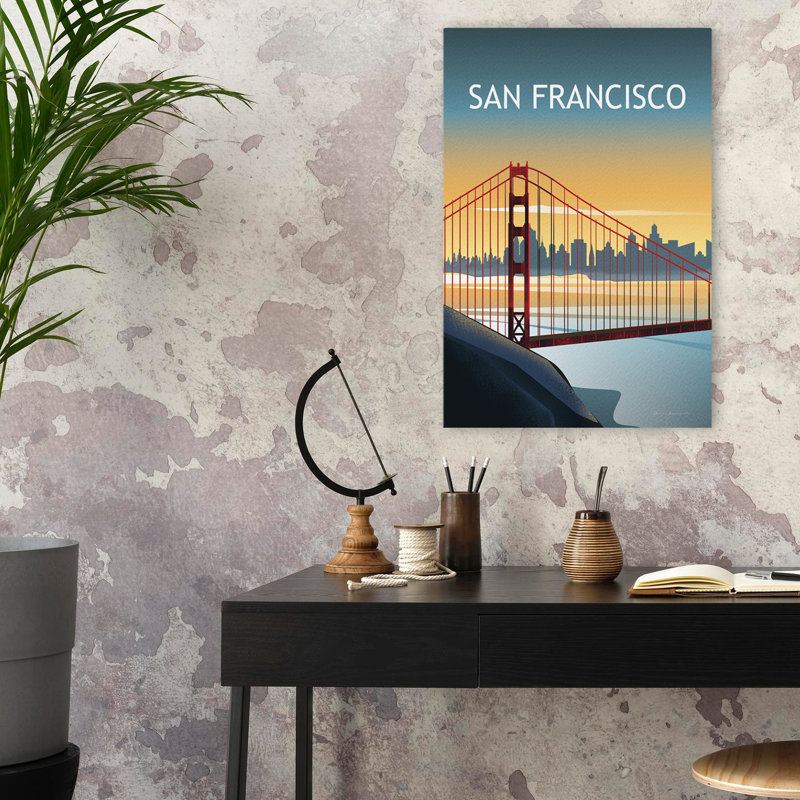 San Francisco II - aventure, architecture bleue, art bleu, H 24 po x l 16 po