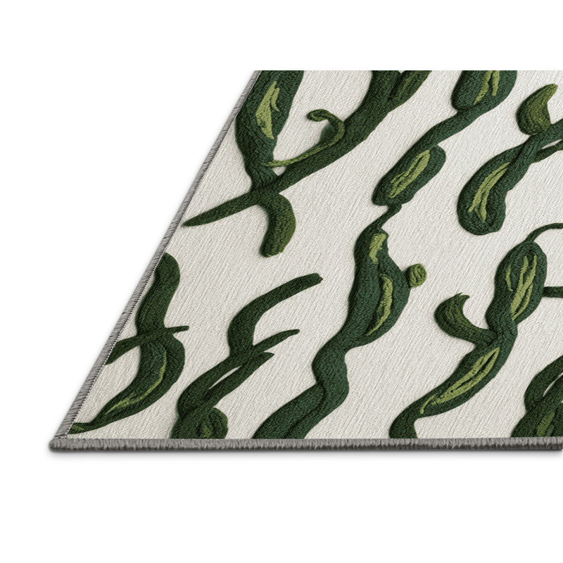 Washable Bean Sprouts Vegetables Area Rug, Square 8'