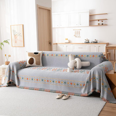 Housse pour canapé à coussins en T à motif géométrique Jacquard