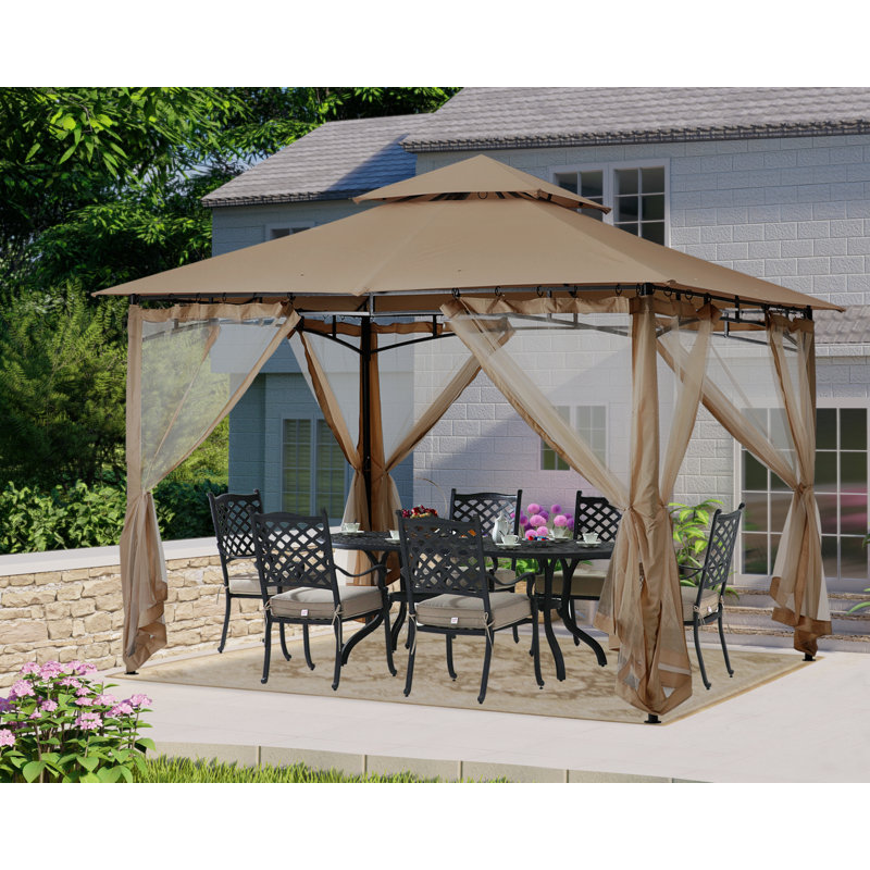 Steel Patio The Soft Roof Gazebos, Khaki, 11 Ft. W x 11 Ft.