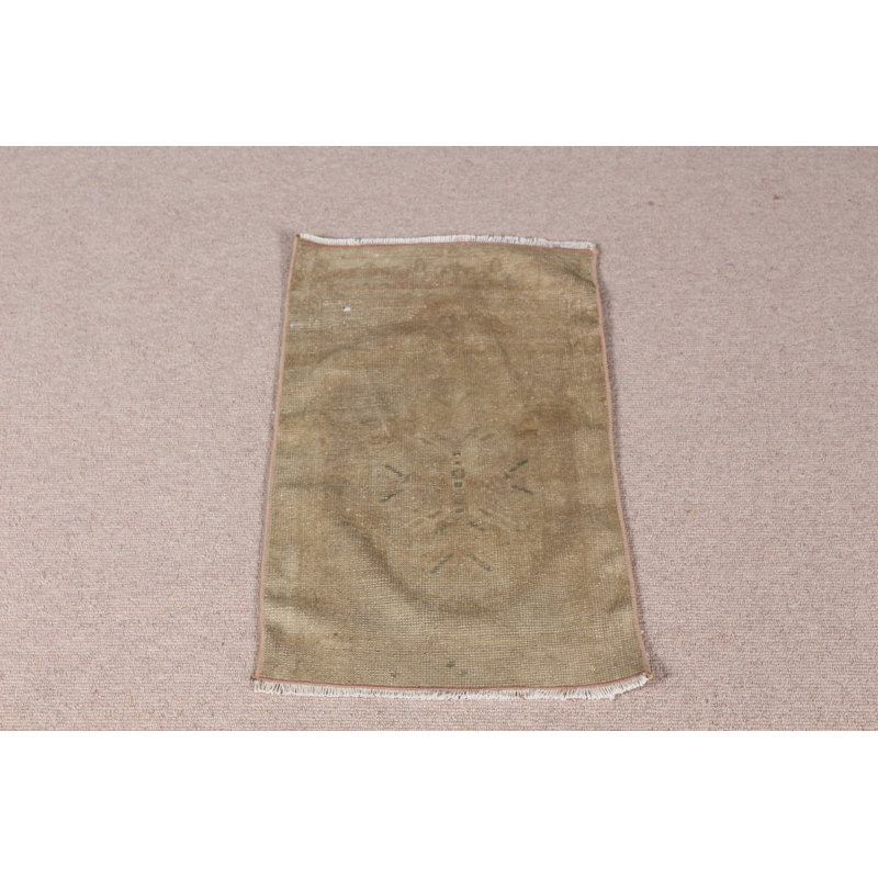 Petit tapis turc rétro Oushak en laine brune pour porte d'entrée et plancher de designer