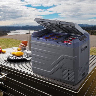 Car Refrigerator, DC 12/24V AC100-240V Compressor Electric Cooler, -4°F to 68°F Car Fridge with APP Control, 42 QT Cars Freezer for RVs, Campsites, Boats, Camping, Fishing, 60W Portable Freezer