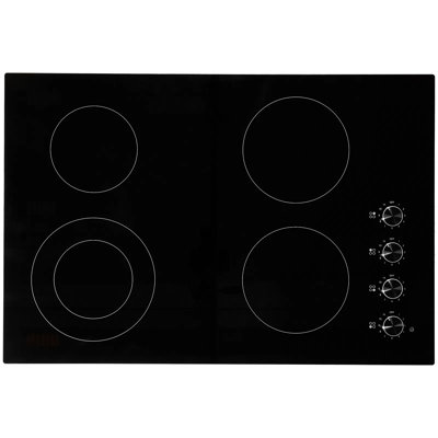 Electric Cooktop, 30 Inch, 4 Burners, 7200W Ceramic Radiant Cooktop, Knob Control, 11 Heat Levels, 220-240V, Hard Wire