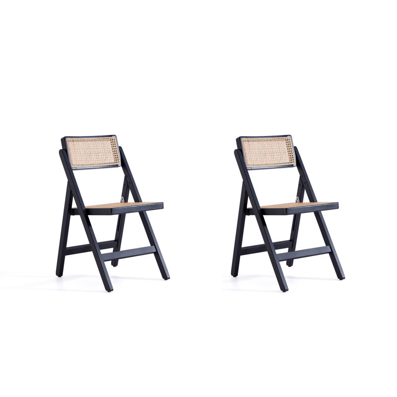 Chaise d'appoint pliante en bois massif Bromleigh, Noir, 4