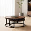 Ensemble de tables basses gigognes 31,5 pouces pour salon avec plateau en bois et base en métal-1557900088
