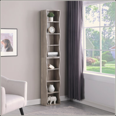 Bibliothèque réglable à 8 couches, étagère de présentation mince autoportante avec bordure ondulée, armoire de rangement amovible pour bureau à domicile