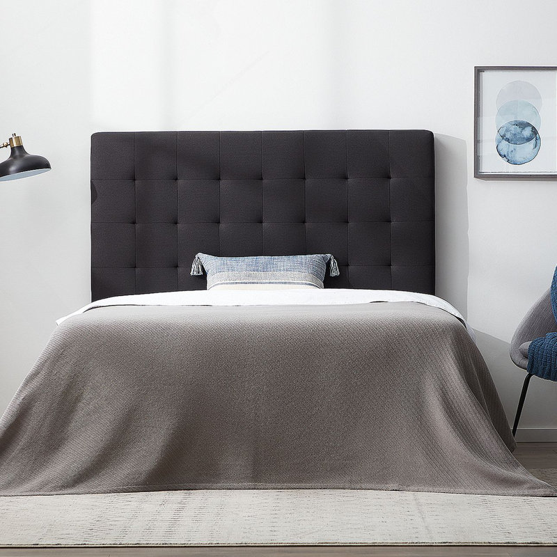 Rectangle Square Tufted Headboard, Queen, Charcoal