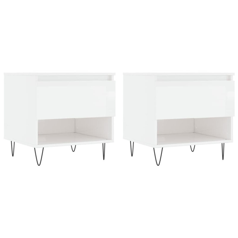 Four Leg Coffee Table with Storage, High Gloss White