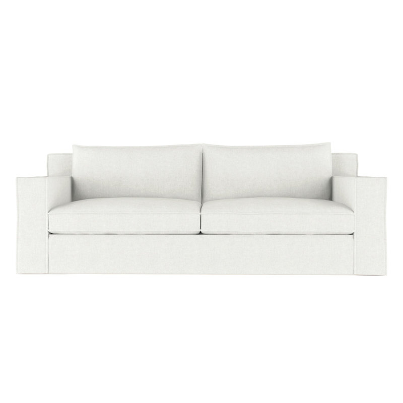 Mulberry Square Track-Arm Sofa with Flange Seam, Box Weave Linen Silver Streak, 33" H x 96" W x 45" D, Weathered
