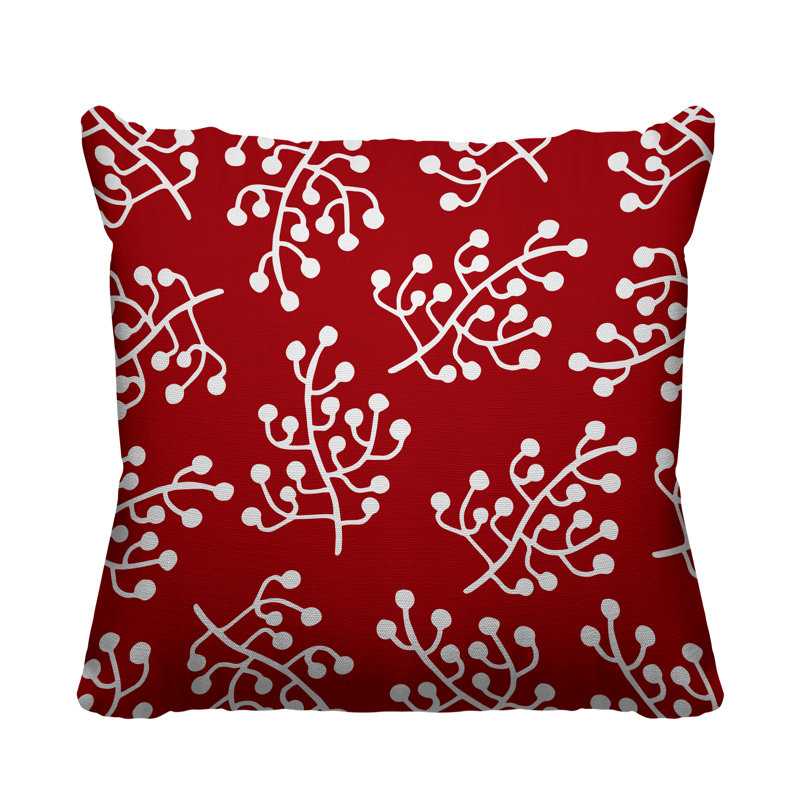 Coussin intérieur / extérieur Charis Wild Flower, 15 po x 15 po, Rouge, Carré