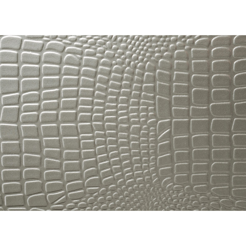 Twin Size Led Panel Bed With Crocodile Skin Upholstery And Bedroom Element Glamorous Slat Support