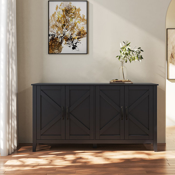 Gracie Oaks Domaine 4 Door Accent Cabinet, Black Cabinet, Entryway Cabinet,  Console Cabinet, Storage Cabinet & Reviews