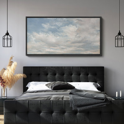 Serene Blue Sky Clouds Relaxing Calm - Oversized Framed Wall Decorations Canvas Print