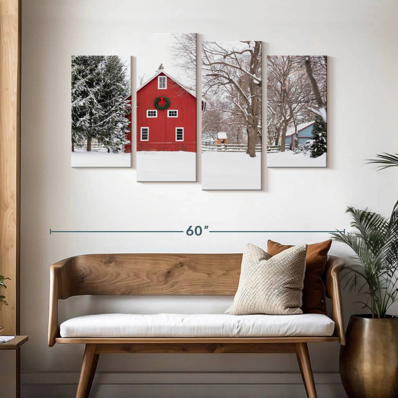 Winter Farmhouse, H 32 po x l 52 po