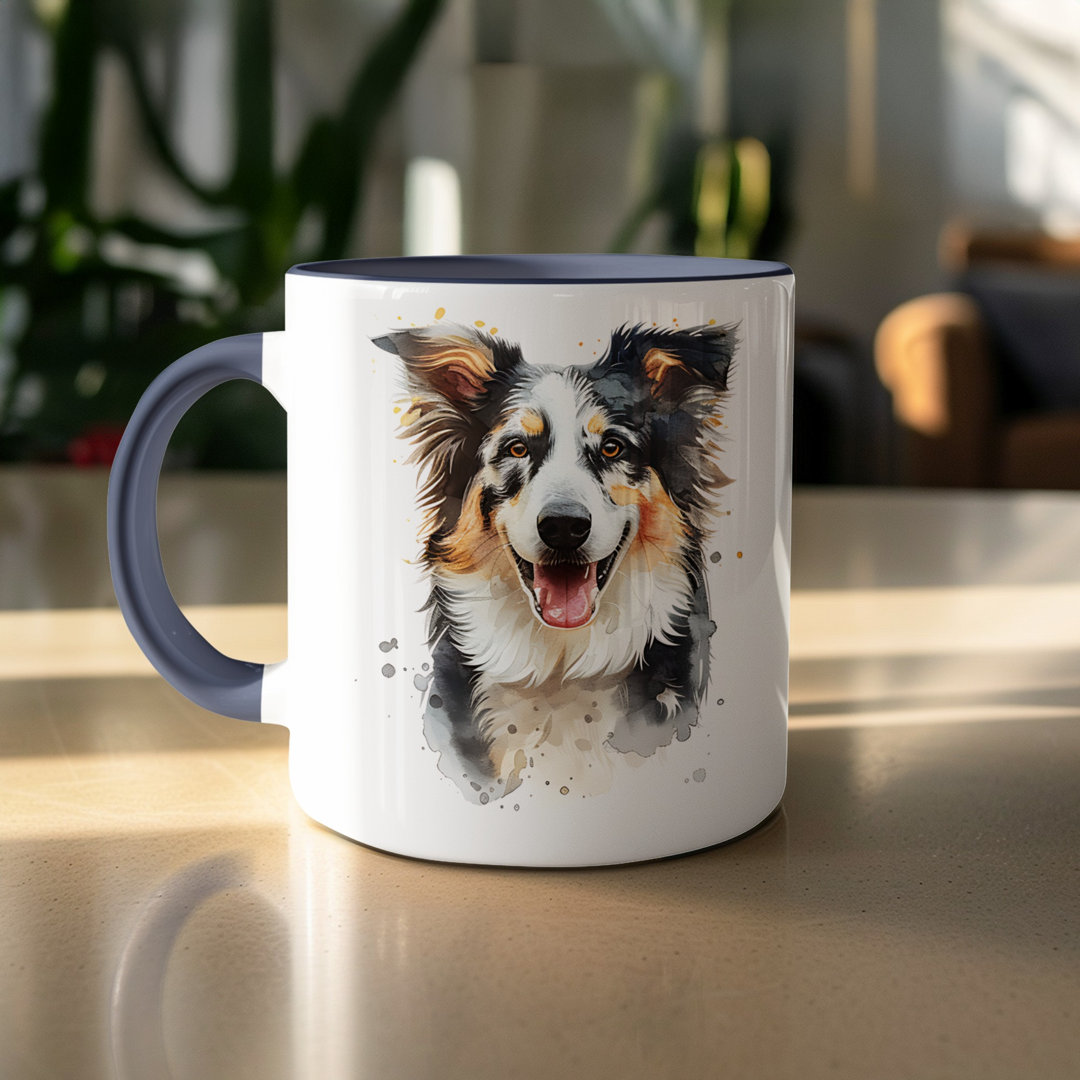 Watercolor Border Collie Design 11oz Coffee Mug