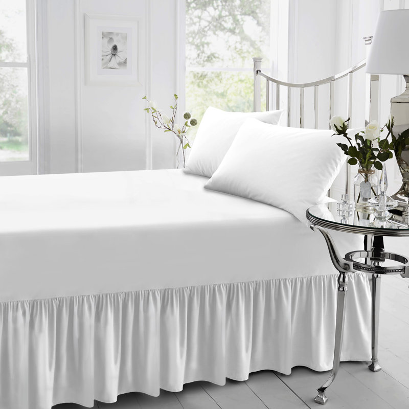 Percale Valance Sheet Polycotton Solid Colour Bed Sheet Single Double King Super King Machine Washable High Quality, White