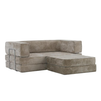 Velvet Compressed Daybed lounge Sofa with Ottoman