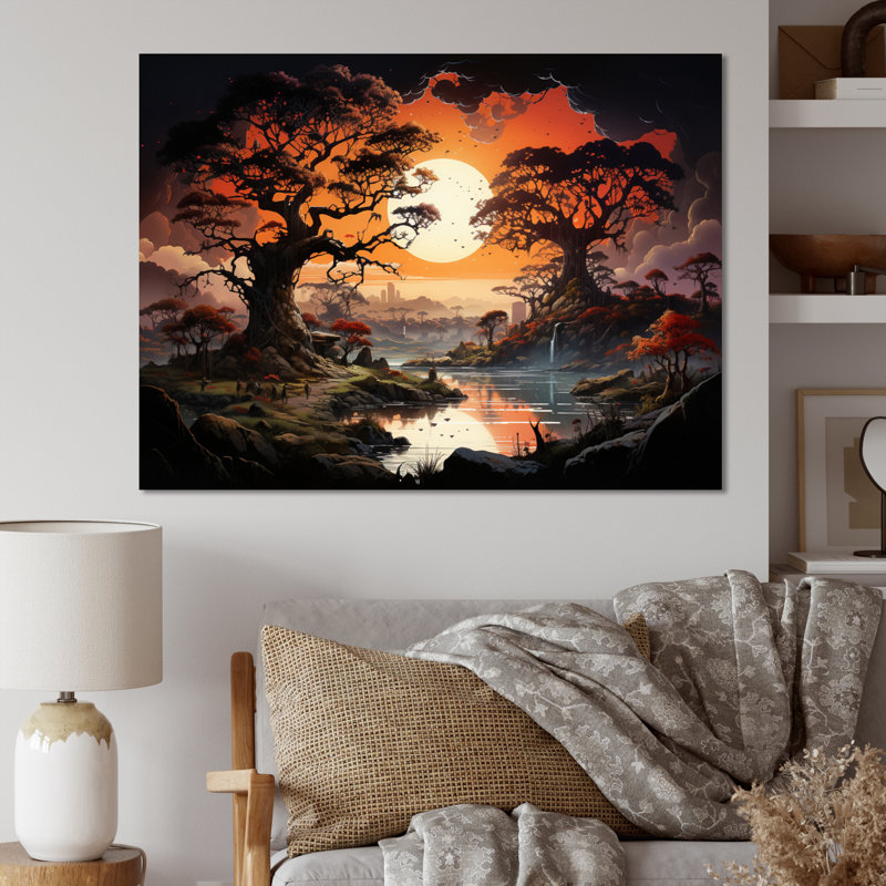 «African Baobab Tales I» sur toile, H 34 po x l 44 po x P 1,5 po, Toile tendue